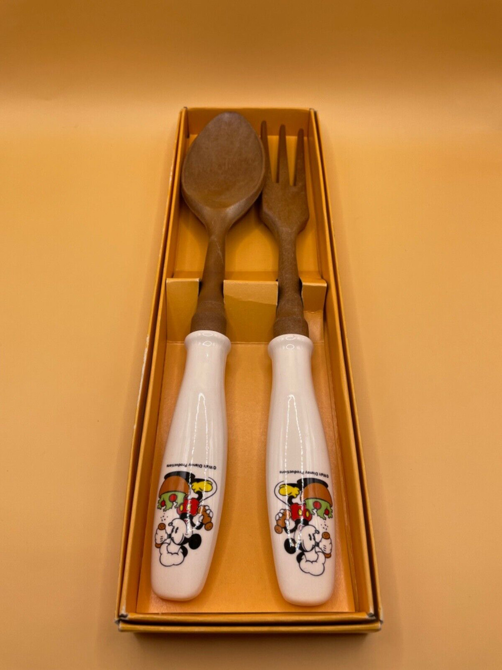 Vintage Walt Disney Mickey Mouse Salad Serving Fork and Spoon Retro